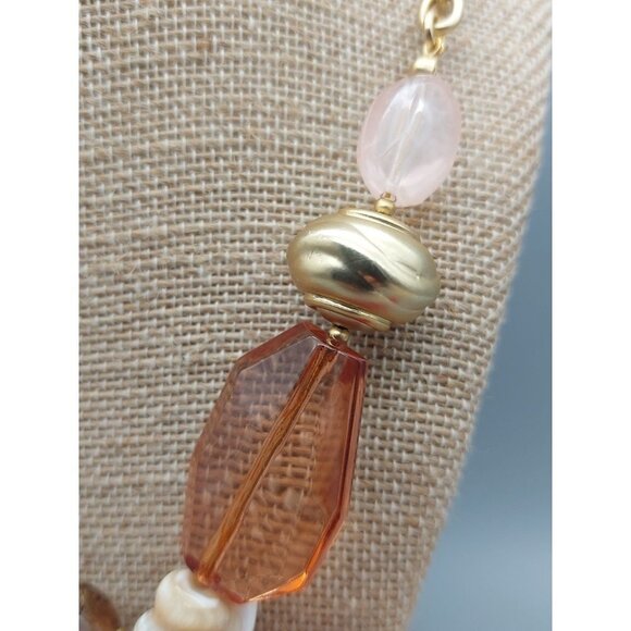 Jones New York Chunky Statement Collar Necklace Neutral Colors Shell Toggle MINT - Picture 5 of 8